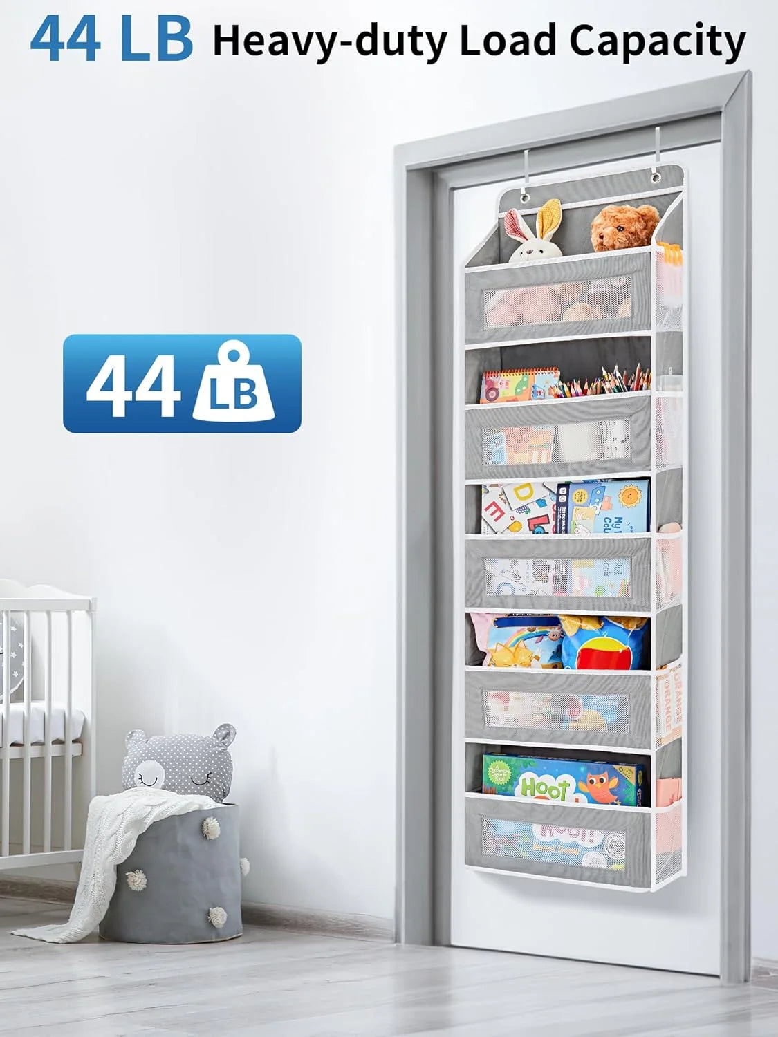 5-Shelf Hanging Storage Organizer - Behind Door, Anti-Tilt, 5 Large Capacity Pockets, Suitable for Bedroom, Bathroom
