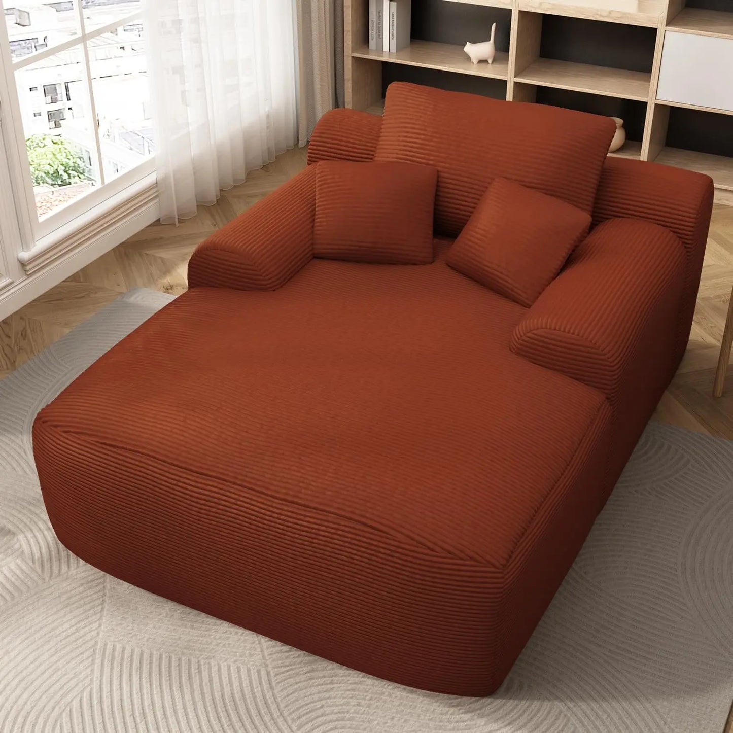 Sofa Chaise Lounge Chair Indoor Plush Corduroy Cloud Couch