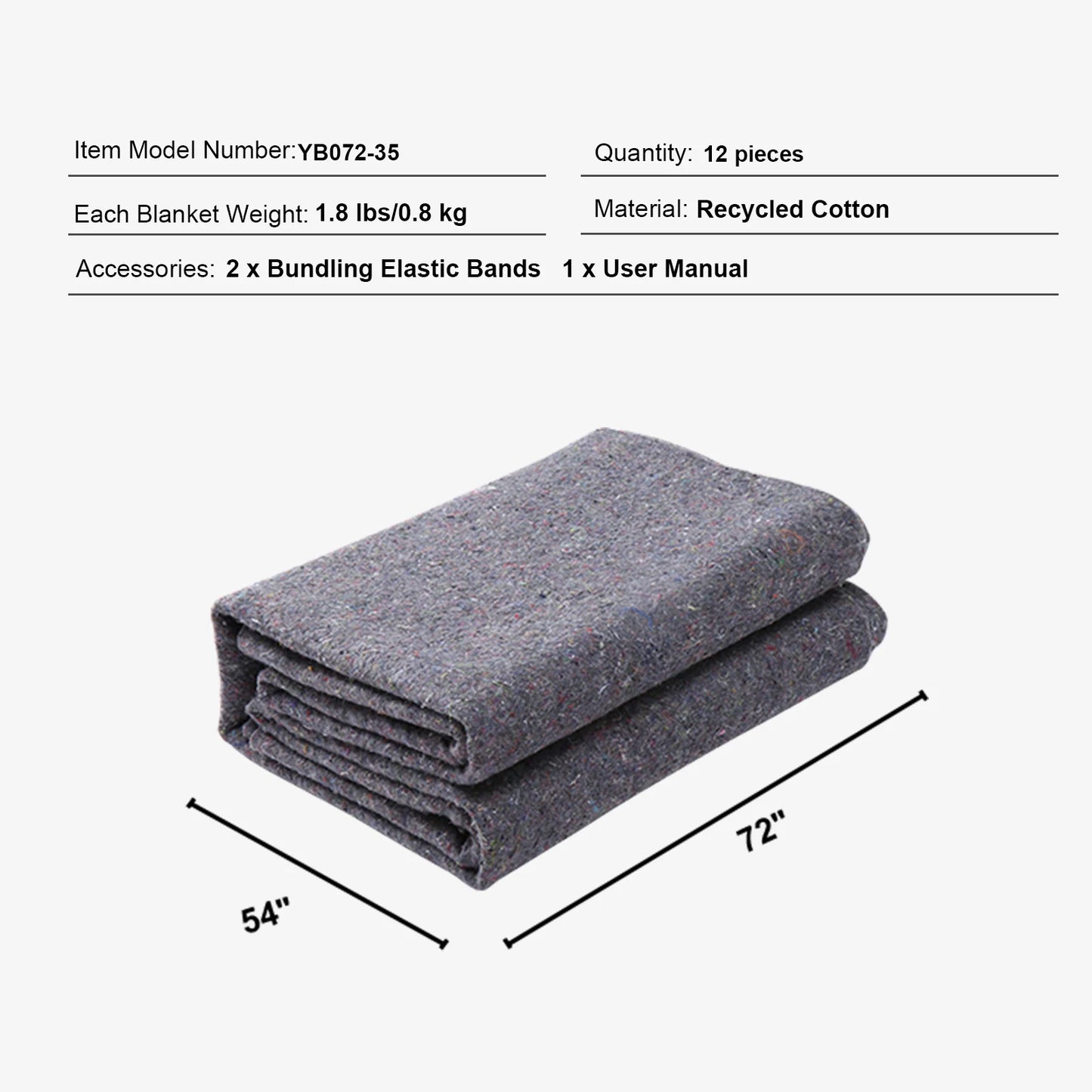 SucceBuy 12/24Packs Moving Blanket Recycled Cotton Heavy Duty Packing Shipping Mover Pads for Protect Furniture Floor Appliances