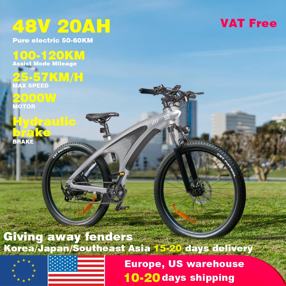 HX Q5 2000W Electric Mountain Ebike With Fat Tires