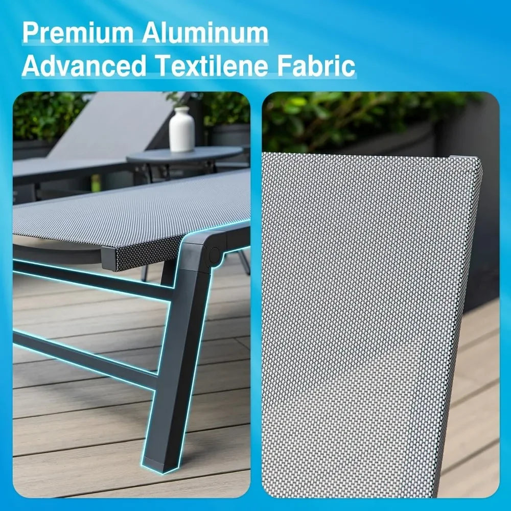 Chaise Lounge Outdoor Aluminum Set Of 2 Lounge Chairs Sunbathing