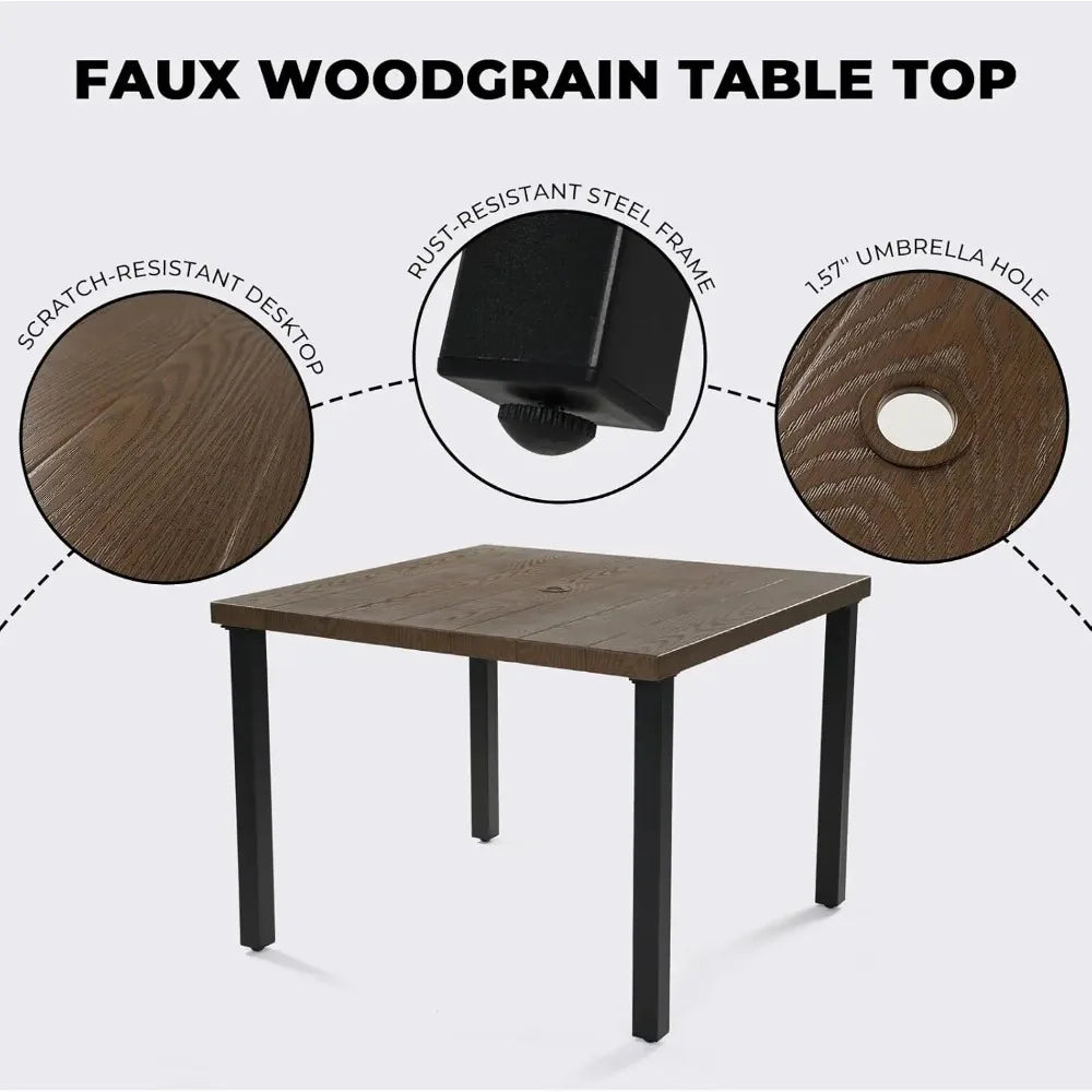 Outdoor 5 Piece Dining Set With Wicker Swivel Chairs Table