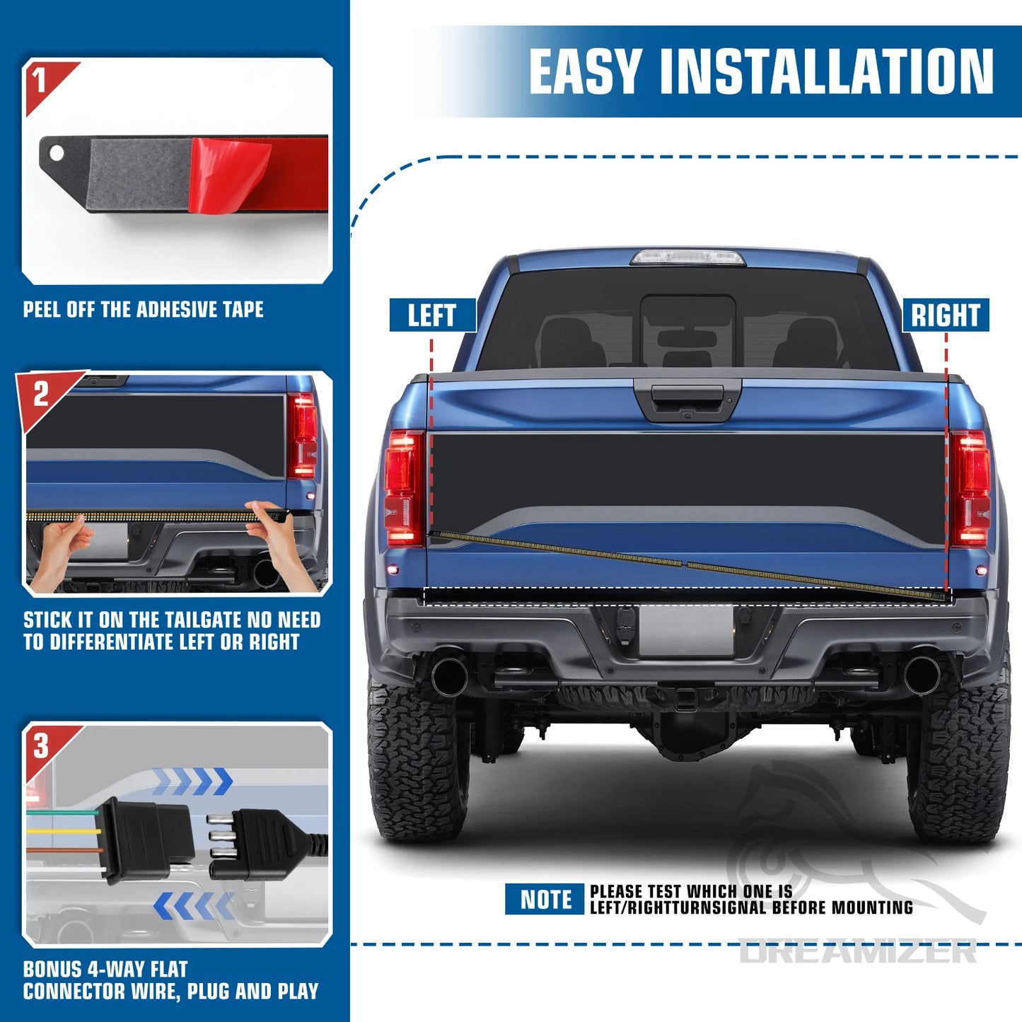Tailgate LED Light Bar Universal Brake Turn Signal For Vehicle