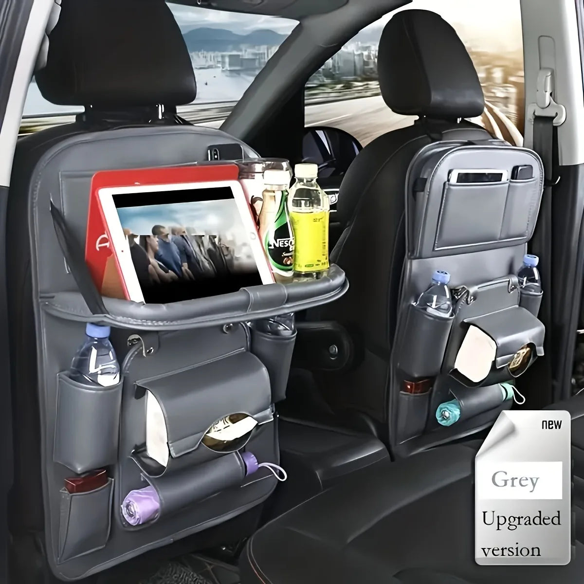 Car Seat Back Organizer Bag PU Leather Multifunction Storage Box