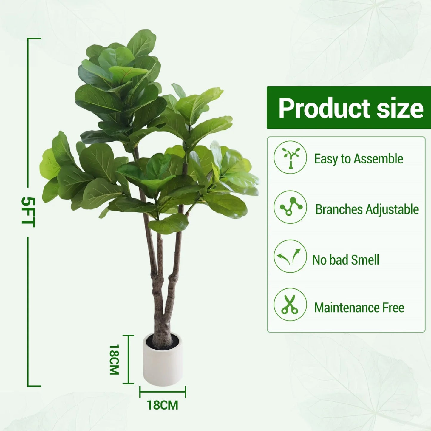 HiMISSCN Fiddle Leaf Fig Tree Artificial Ficus Lyrata