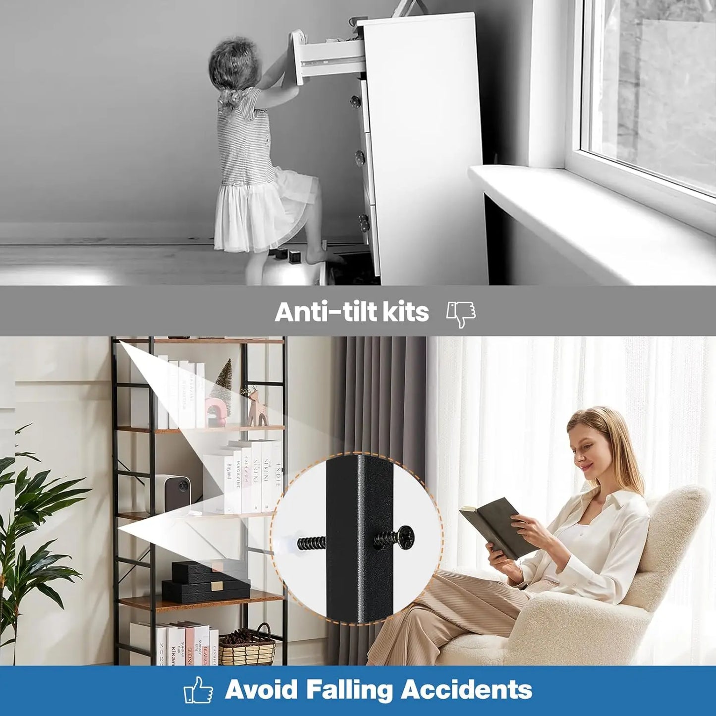 XMSJ 5 Tier Bookshelf Tall Display Shelf For Living Room