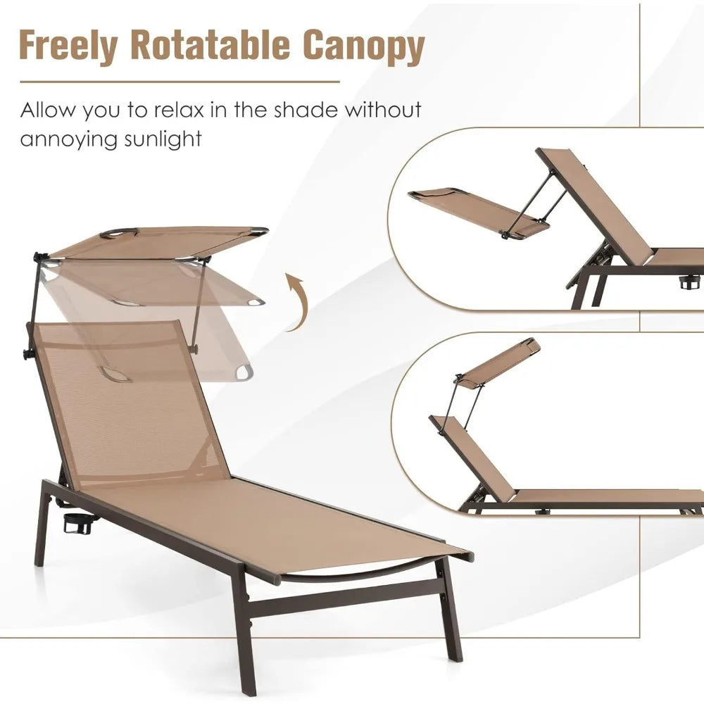 MKDK Patio Chaise Lounge Chair Set With Adjustable Backrest