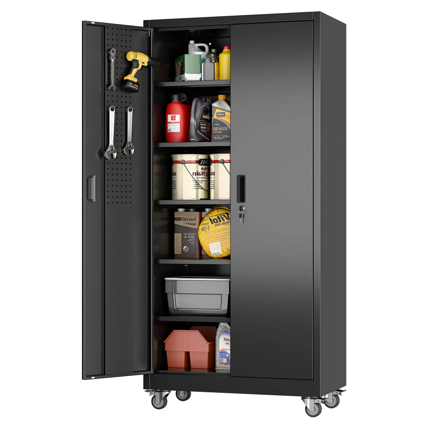 Aobabo Metal Garage Storage Cabinet On Wheels
