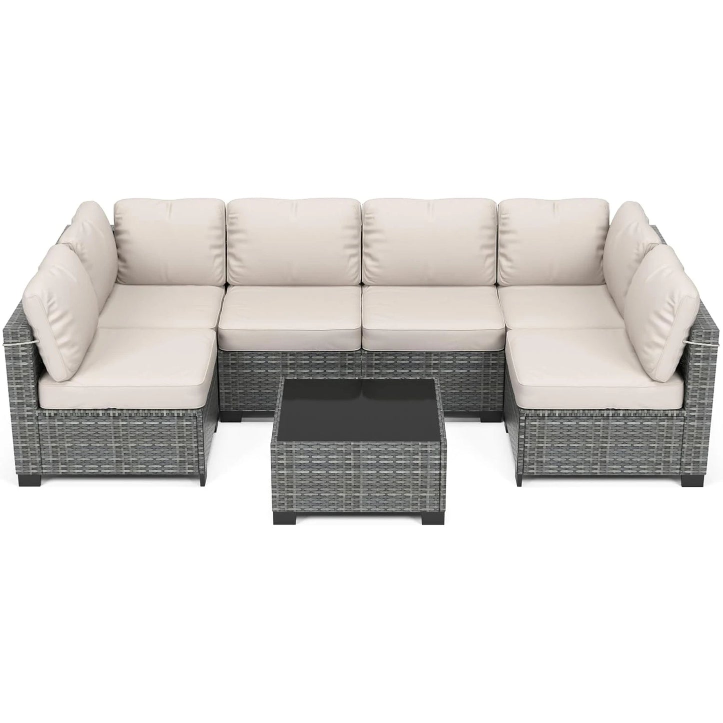 HobbyLane 7 Piece Modular Outdoor Furniture Set PE Rattan Wicker