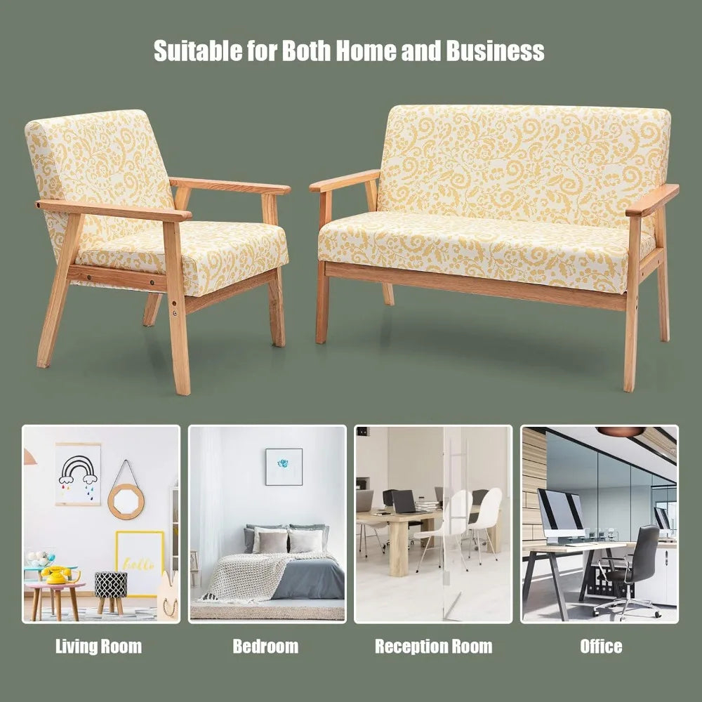 Medieval Style Wooden Sofa Set Upholstered Lounge Chairs Living Room Furniture
