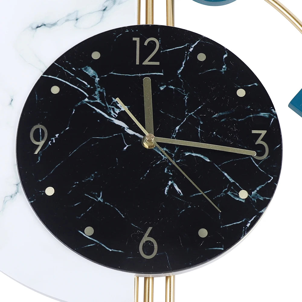 Silent Marble Semicircle Quartz Wall Clock For Living Room Decor