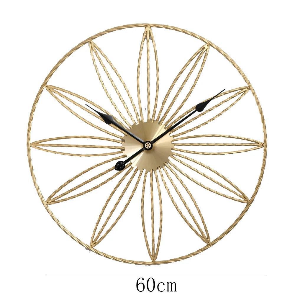 Wrought Iron Wall Clock Modern Minimalist Round Metal Living Room