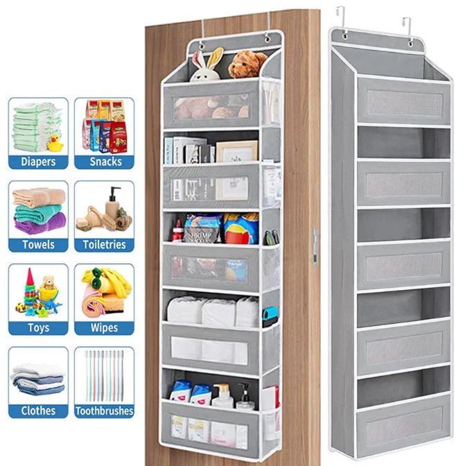 5-Shelf Hanging Storage Organizer - Behind Door, Anti-Tilt, 5 Large Capacity Pockets, Suitable for Bedroom, Bathroom