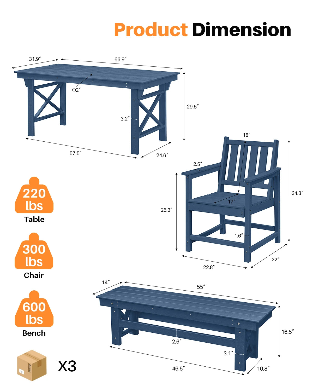 SeeHill 6-Piece HDPE Outdoor Dining Set
