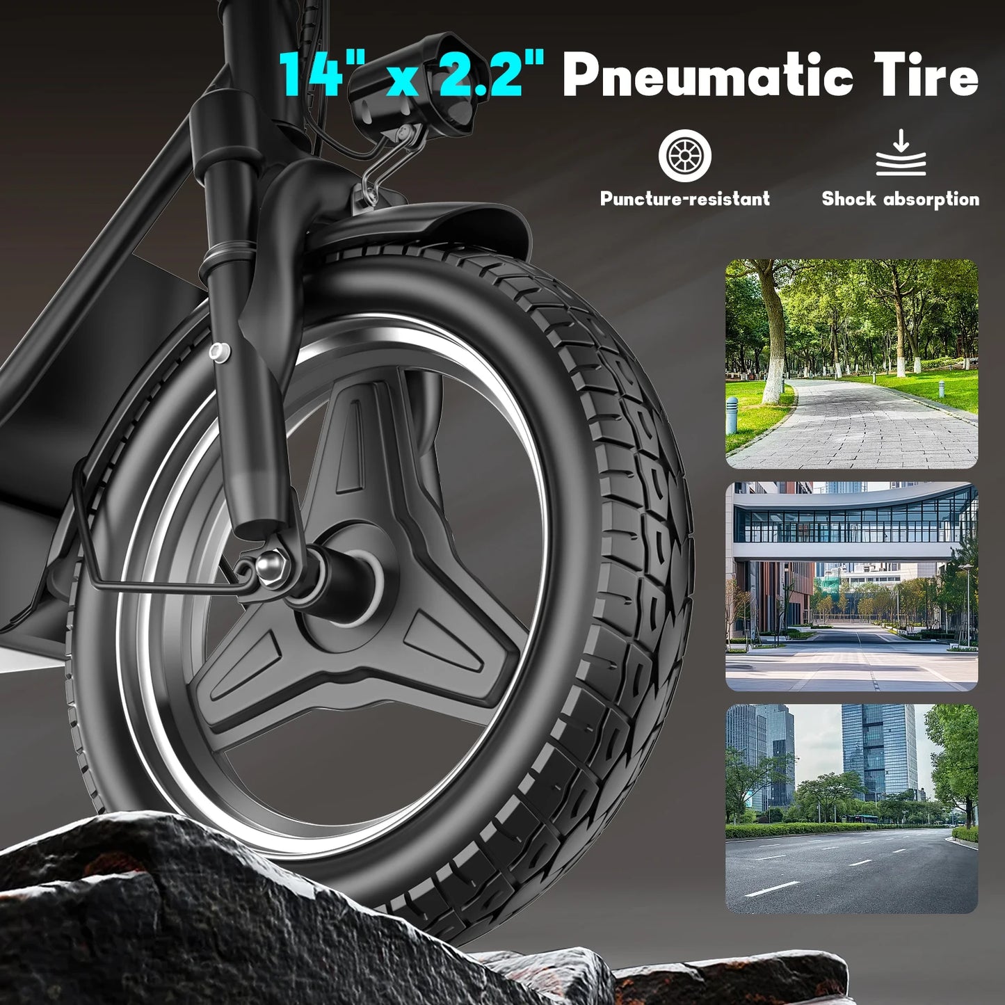 FURIDER Electric Scooter Foldable 650W Peak Motor 48V 35 Miles