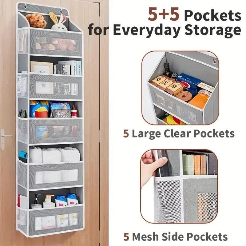5-Shelf Hanging Storage Organizer - Behind Door, Anti-Tilt, 5 Large Capacity Pockets, Suitable for Bedroom, Bathroom