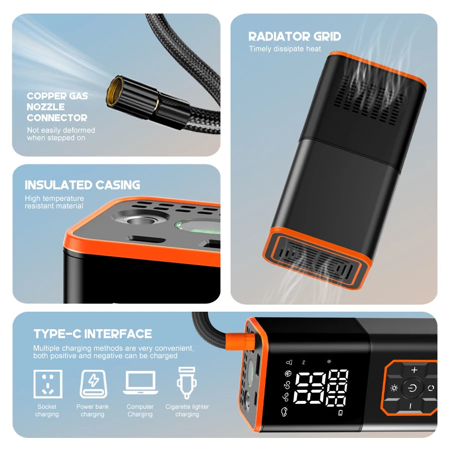 Guantu Car Tyre Inflator Portable Air Compressor Pump