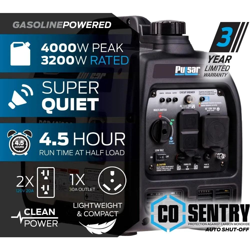 XMSJ Ultra Quiet 4000W Gas Inverter Portable Generator