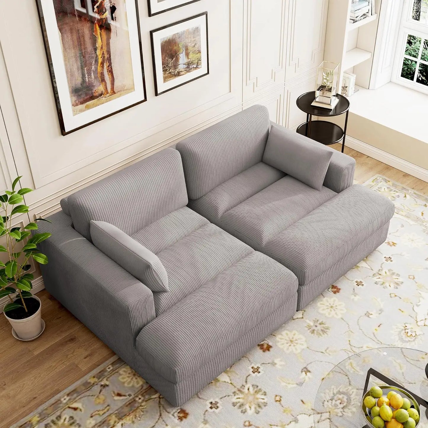 Corduroy Upholstered Oversized Loveseat Recliner Sofa Bed