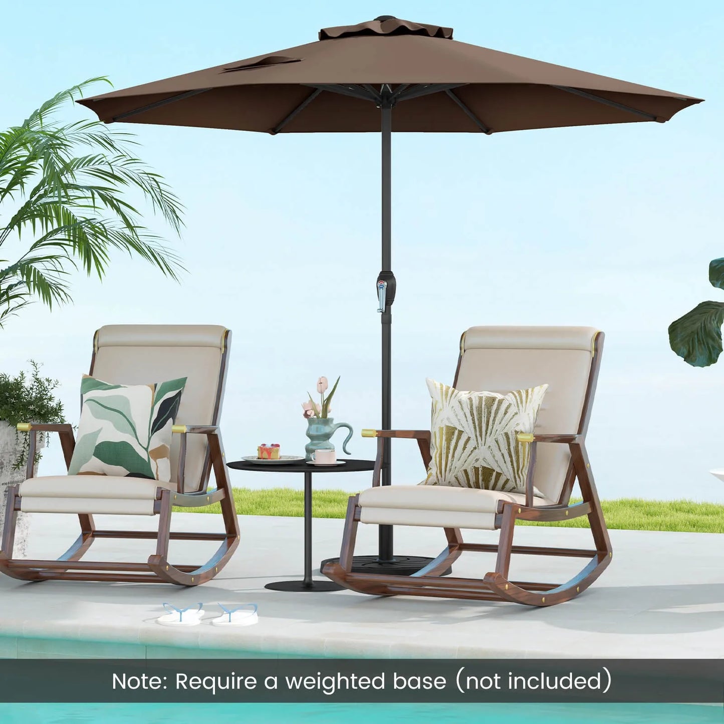 Outdoor Patio Umbrella With 8 Heavy Duty Ribs Sunproof