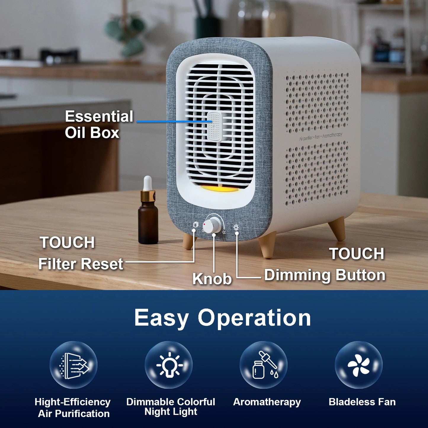 Jafanda Air Purifier HEPA Activated Carbon Nightlight Fragrance