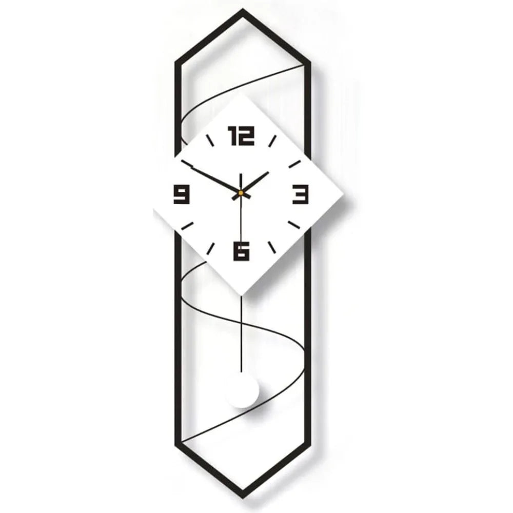 Metal Modern Silent Quartz Wall Clock With Pendulum Hook