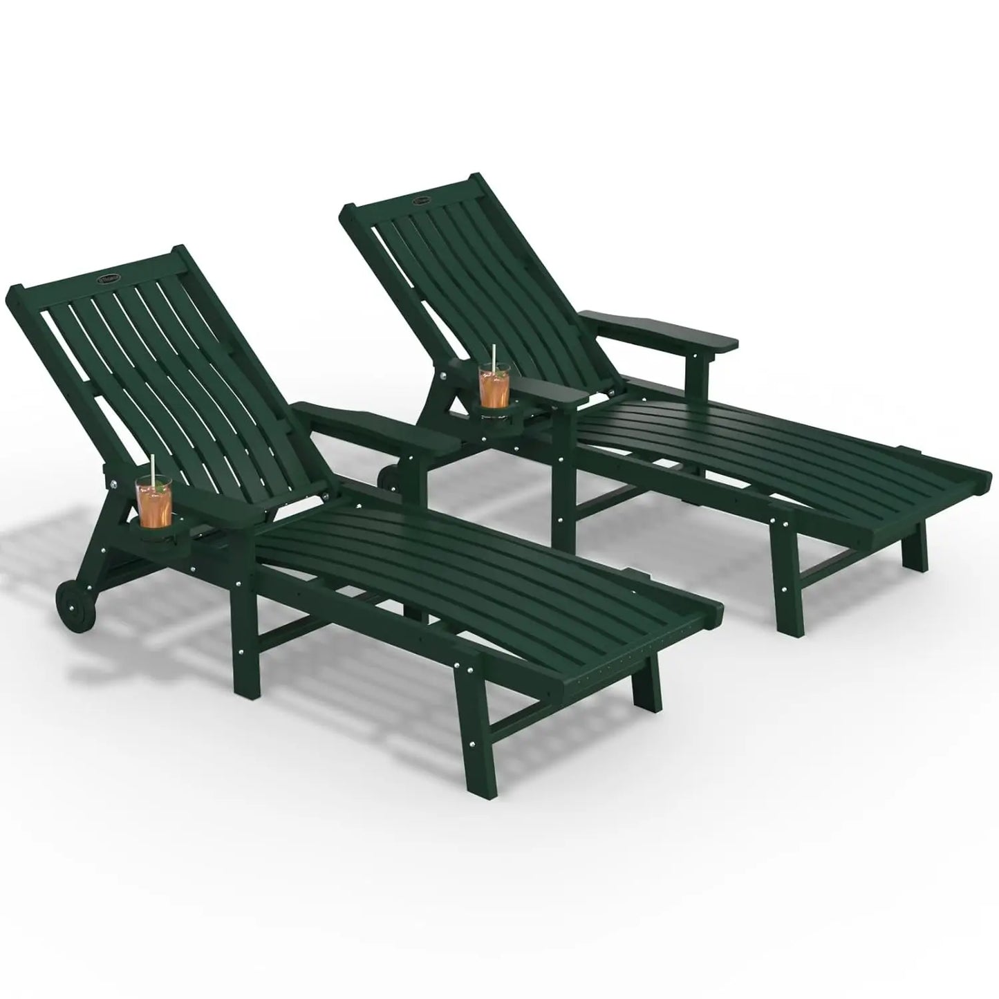 Patio Chaise Lounge Chairs Outdoor With 5 Positions HDPE