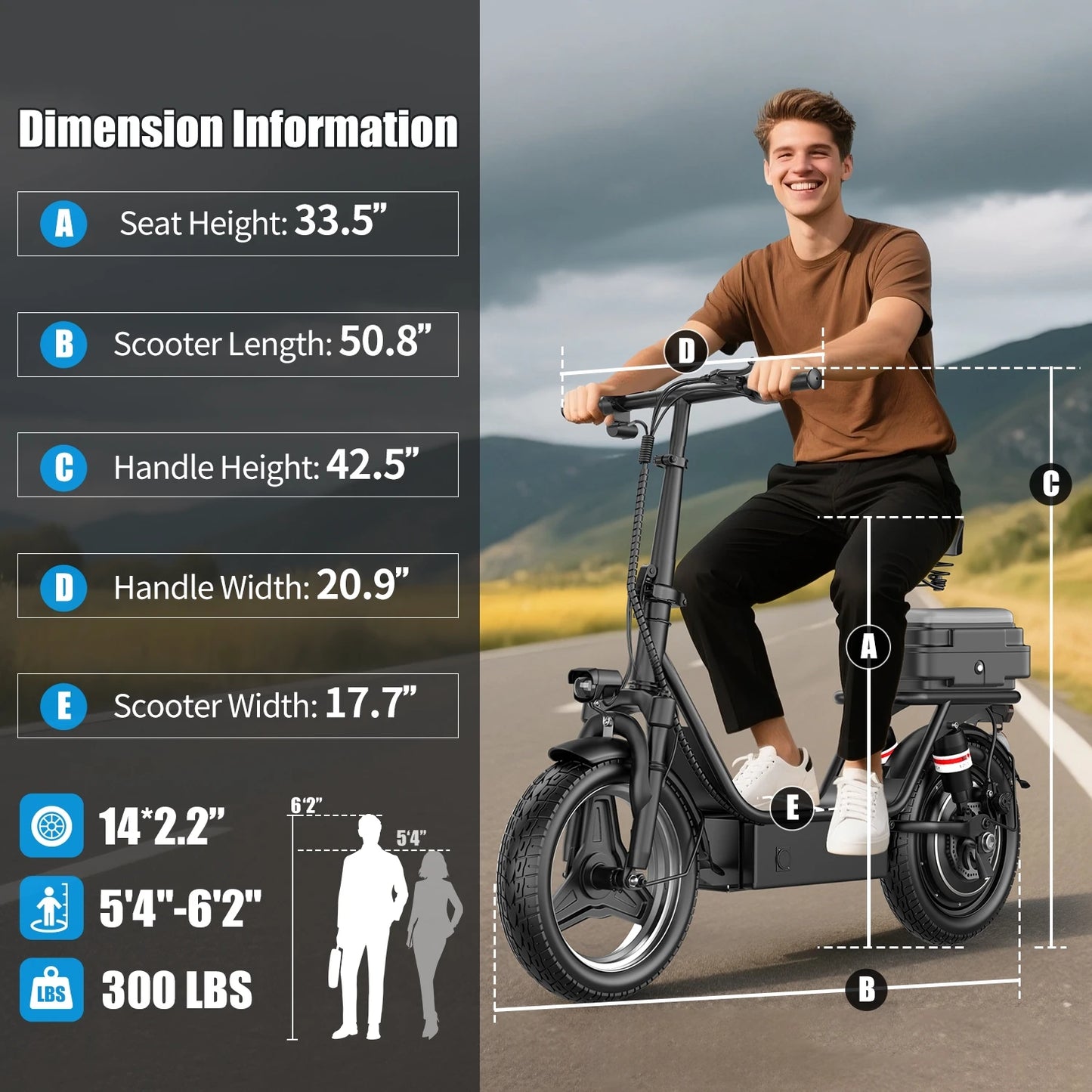 FURIDER Electric Scooter Foldable 650W Peak Motor 48V 35 Miles