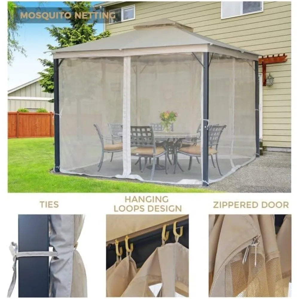 Double Soft Top Gazebo With Vent And Mosquito Netting