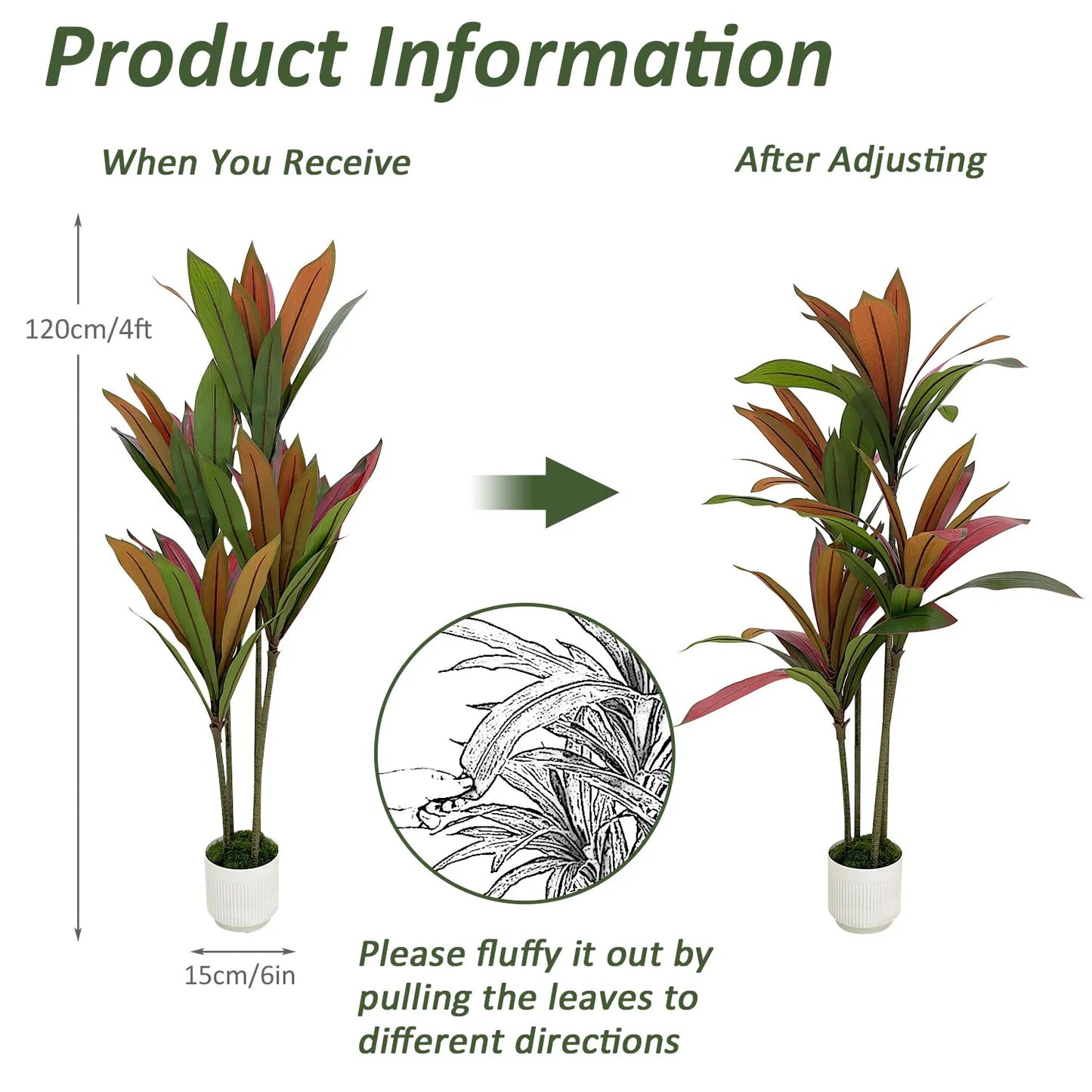 NONECN Artificial Areca Palm Silk Tree For Home Office Indoor Decor