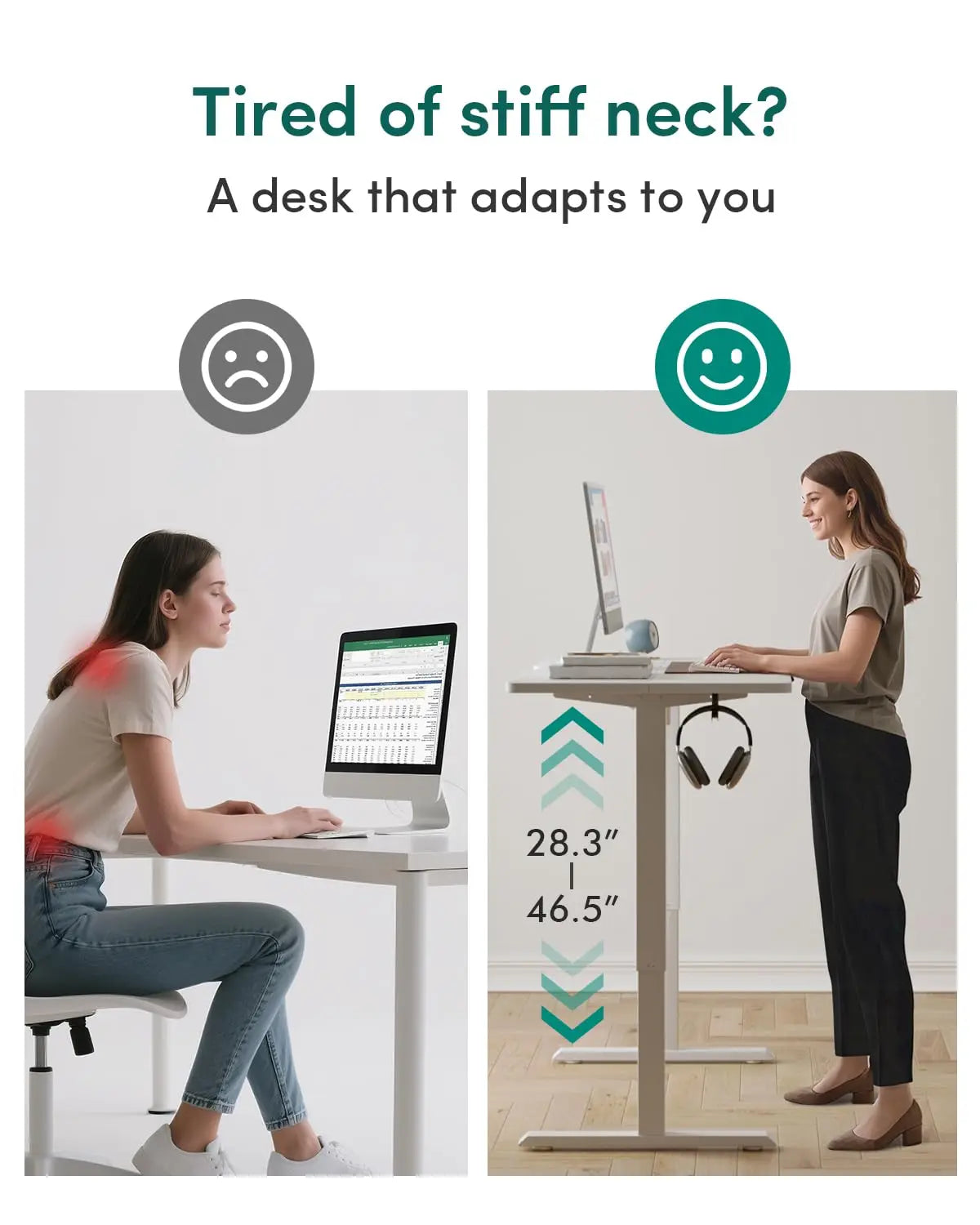 Electric Standing Desk Adjustable Height Sit Stand Office Desk Ergonomic