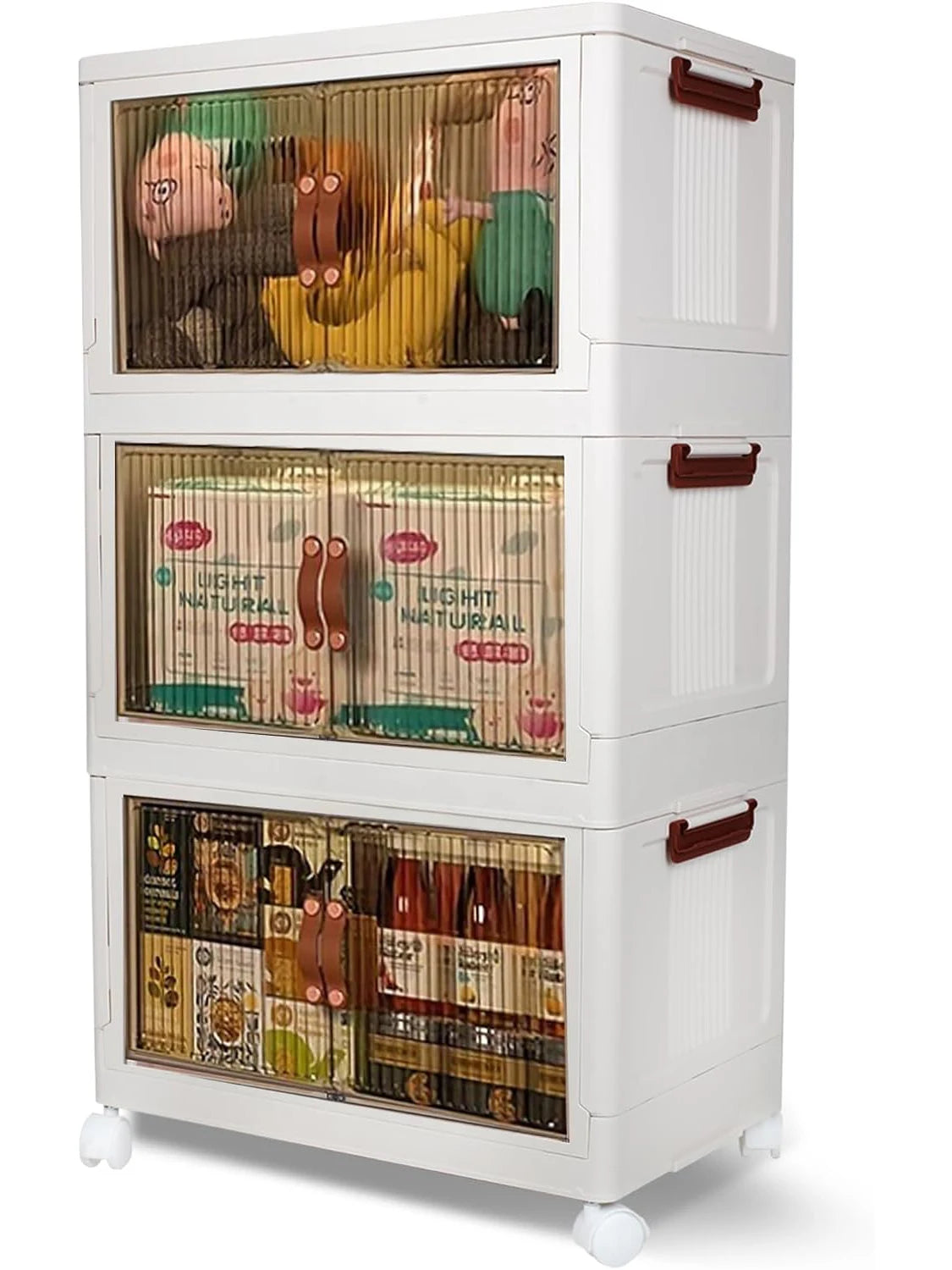 NONECN Collapsible Household Storage Box With Lids And Doors