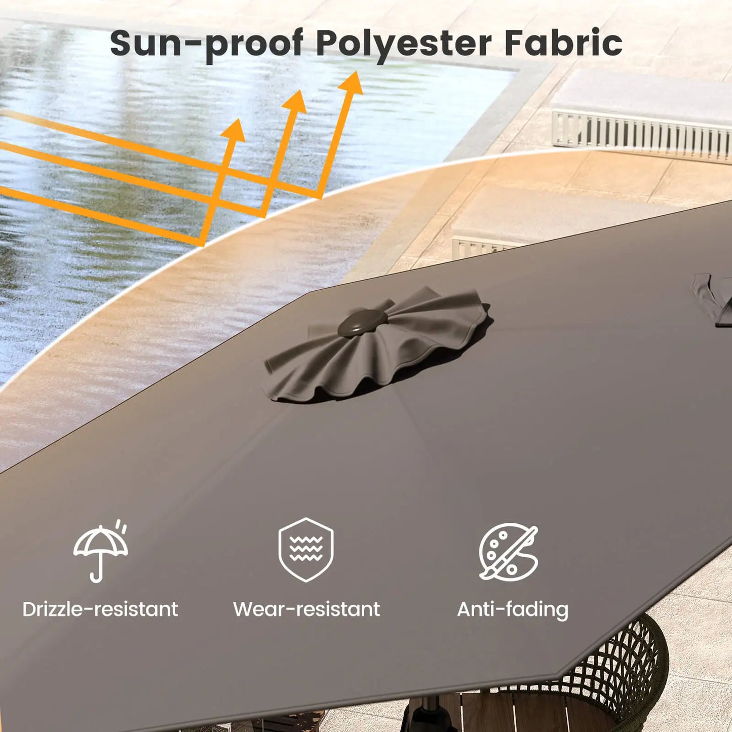 LIFEZEAL Patio Umbrella With Push Button Tilt Heavy Duty Market