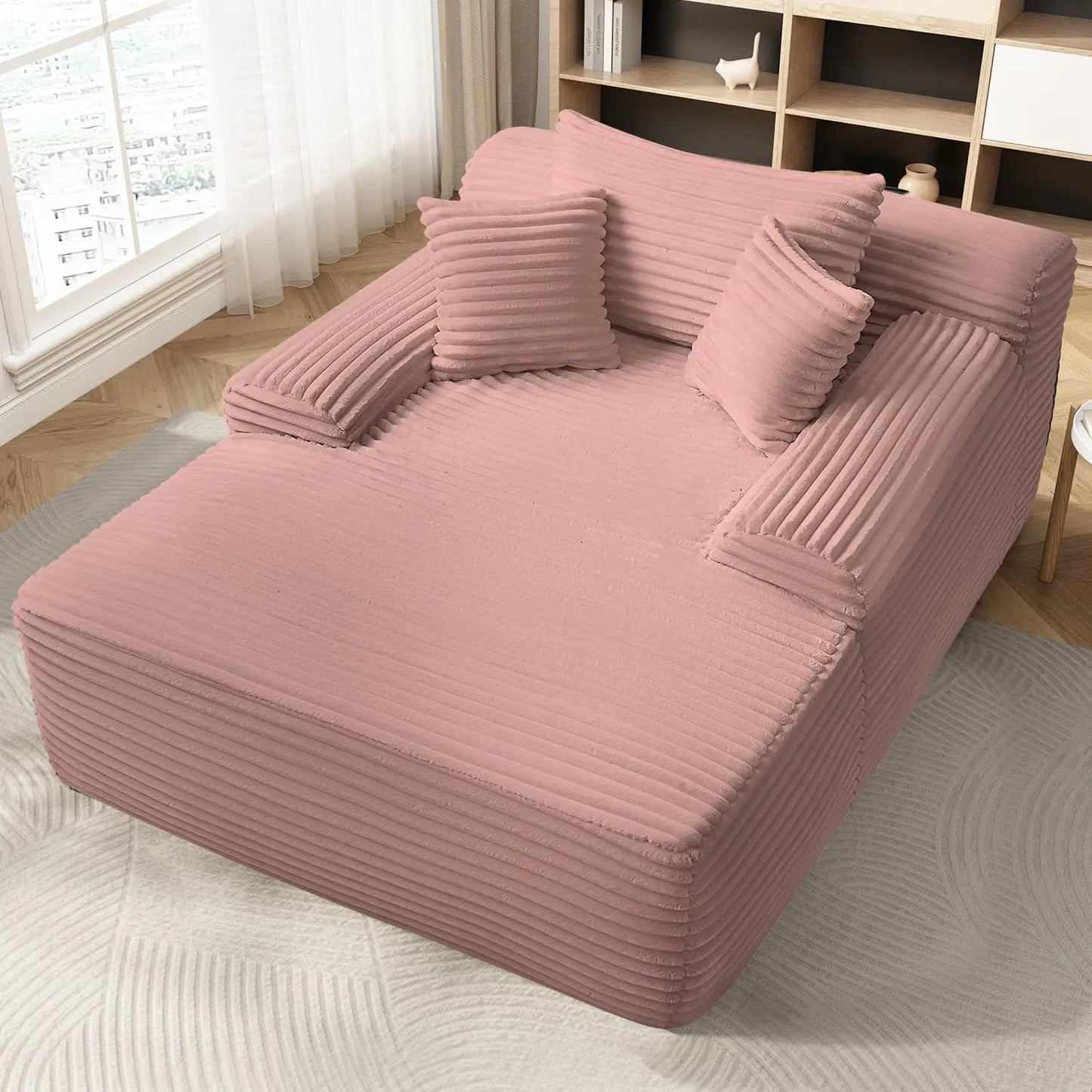 Sofa Chaise Lounge Chair Indoor Plush Corduroy Cloud Couch