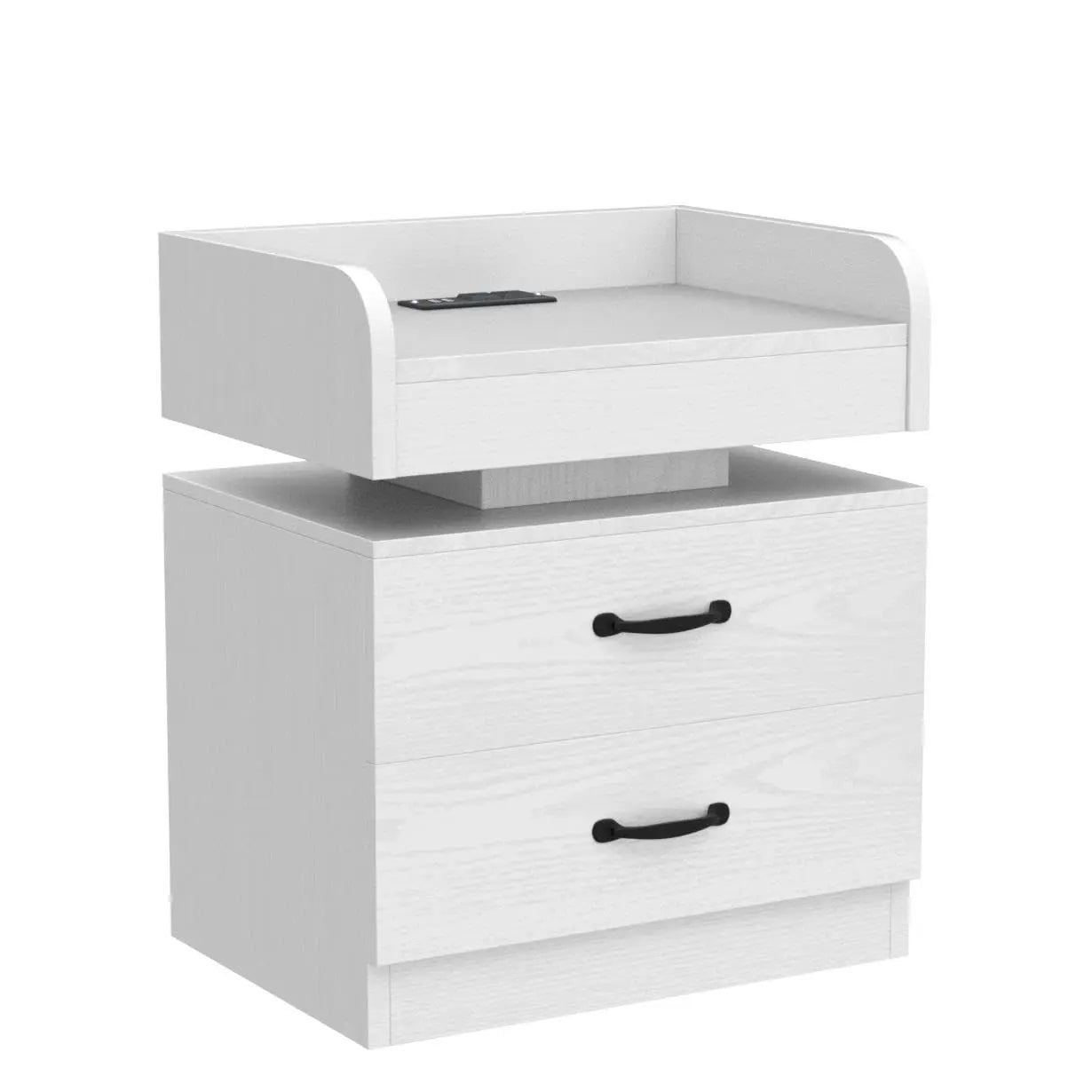 Nightstand Set With 2 Drawers Charging Station And LED