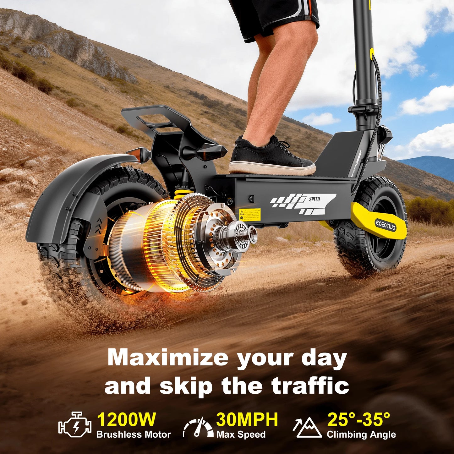 EOEOTWO GT06 Electric Scooter 1200W 30MPH Off Road Foldable