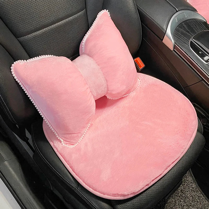 NONEF Car Waist Neck Pillow Plush Headrest Lumbar Support
