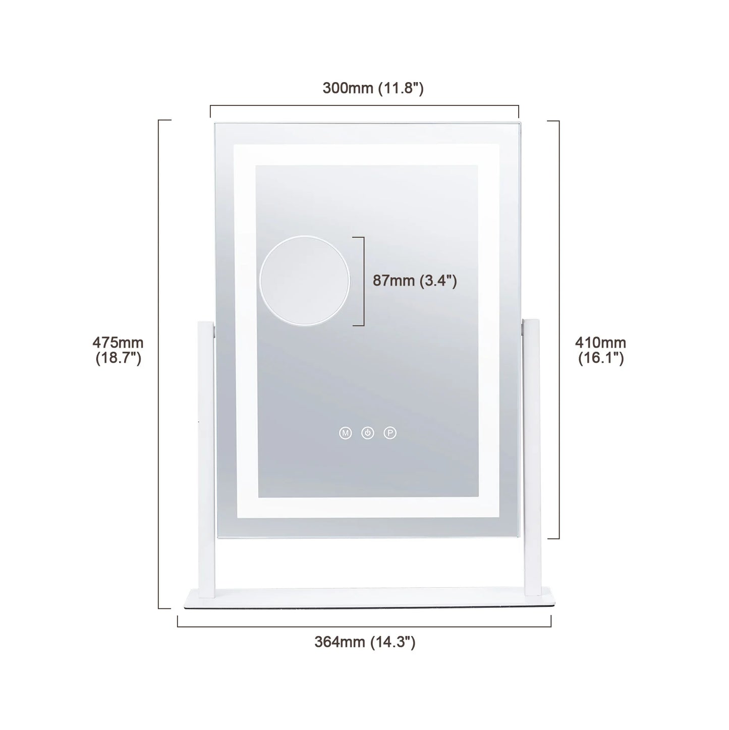 SucceBuy Vanity Mirror with Lights Three Color Lighting Modes Lighted Makeup LED Mirror 5X Magnification USB Port 360°Rotation