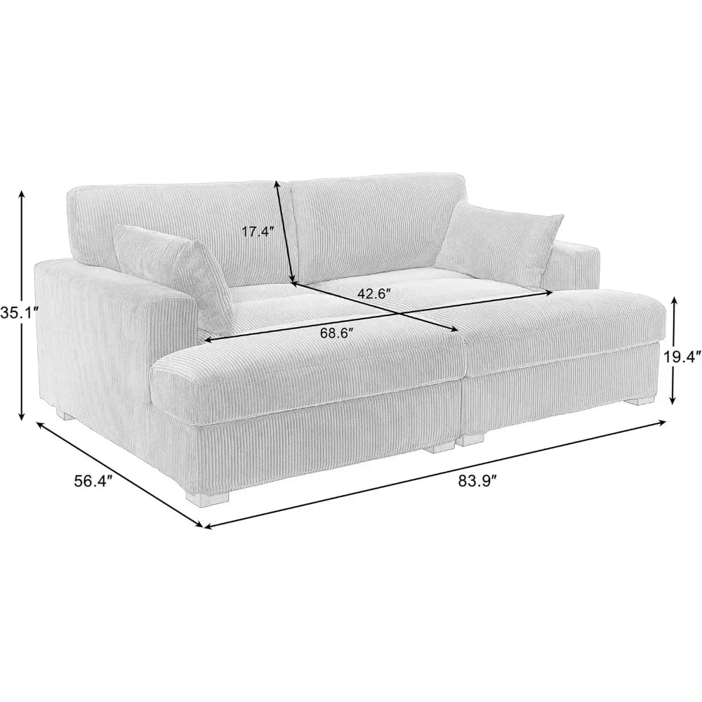 Corduroy Upholstered Oversized Loveseat Recliner Sofa Bed