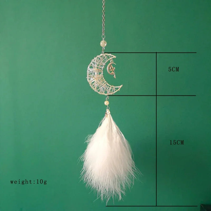 NONECN Car Hang Ornaments Moon Stars Feather Wind Chimes