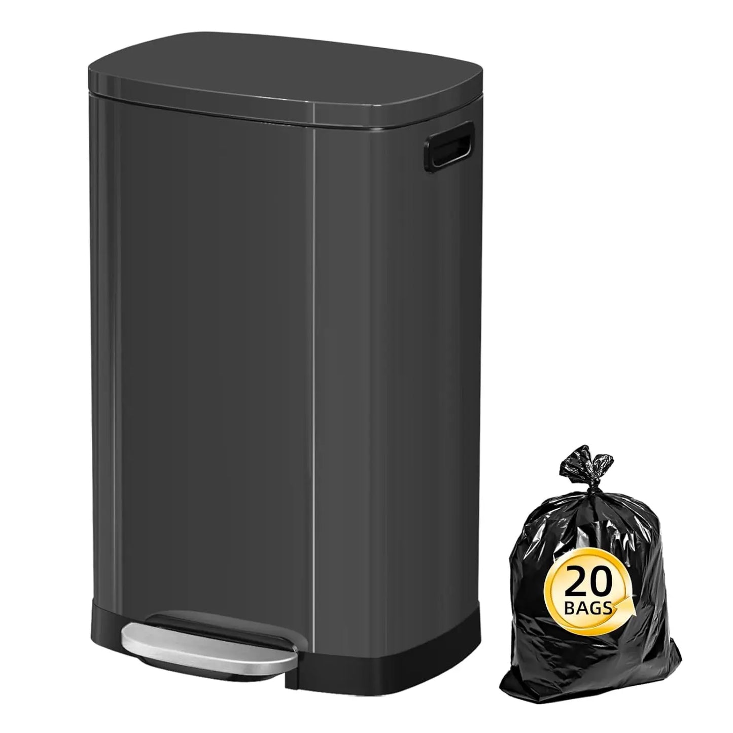 13 Gallon Trash Can with Lid, Trash Can with Removable Inner Bucket and Lid Soft Close, Pedal Rubbish Bin for Home Office
