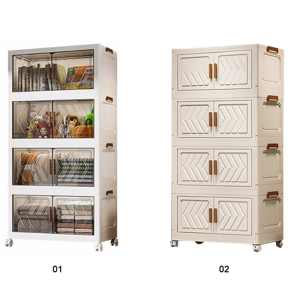 AlloetCN 4 Tier Stackable Storage Bins With Lids And Doors