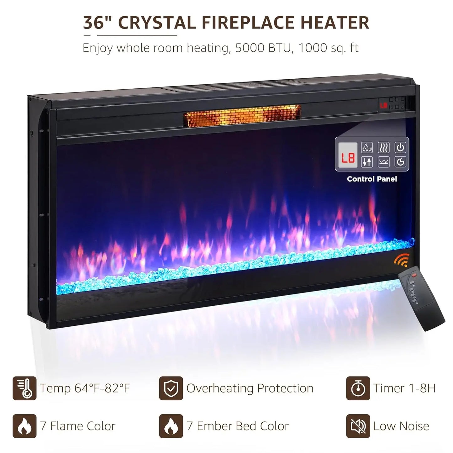 Modern Electric Fireplace Entertainment Center With Media Console Cabinets
