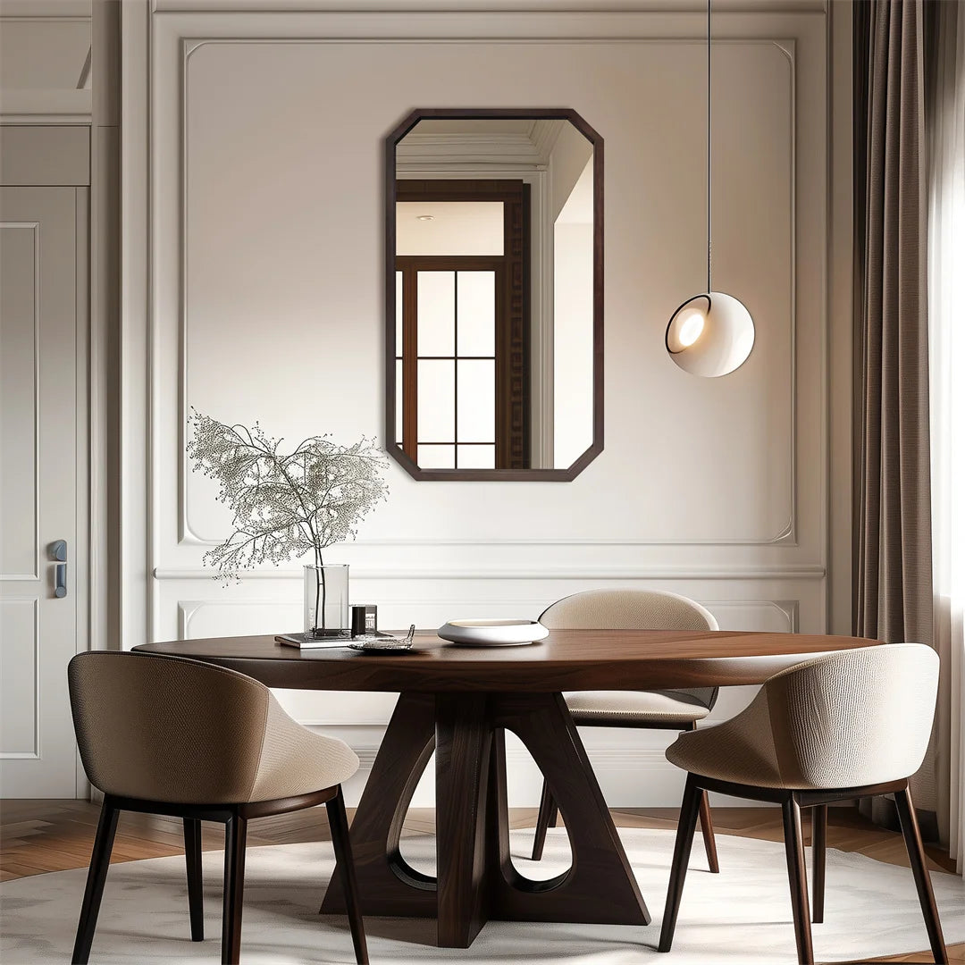 LUVODI Wall Mounted Decorative Mirror Frame with Black Walnut Wood