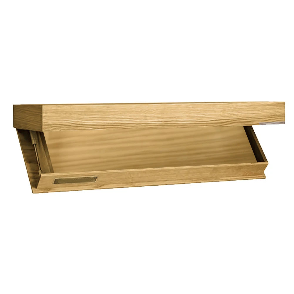 Wooden Flap Shelf With Concealed Secret Compartment Wall Mounted