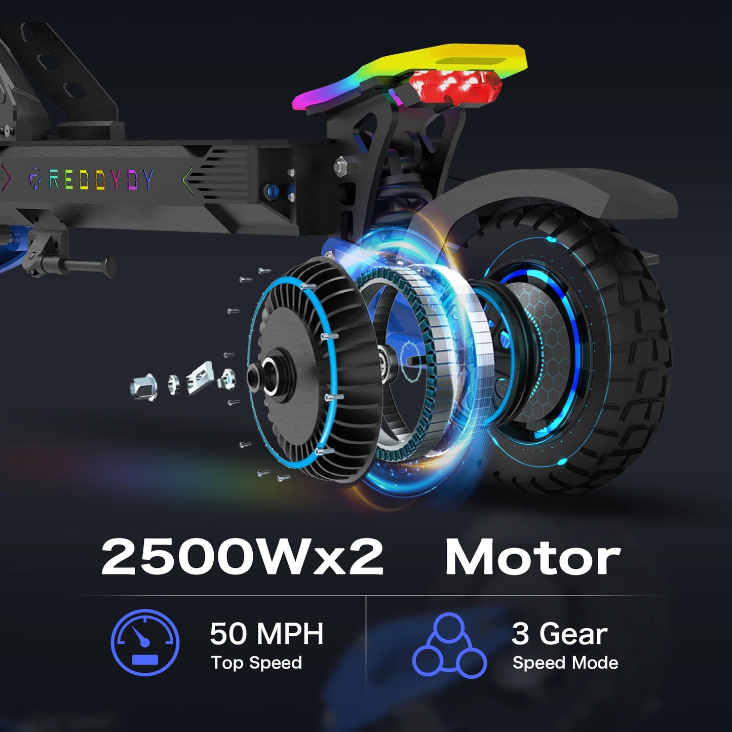 REDDYDY Electric Offroad Scooter 5000W Dual Motor 55 Mile Range