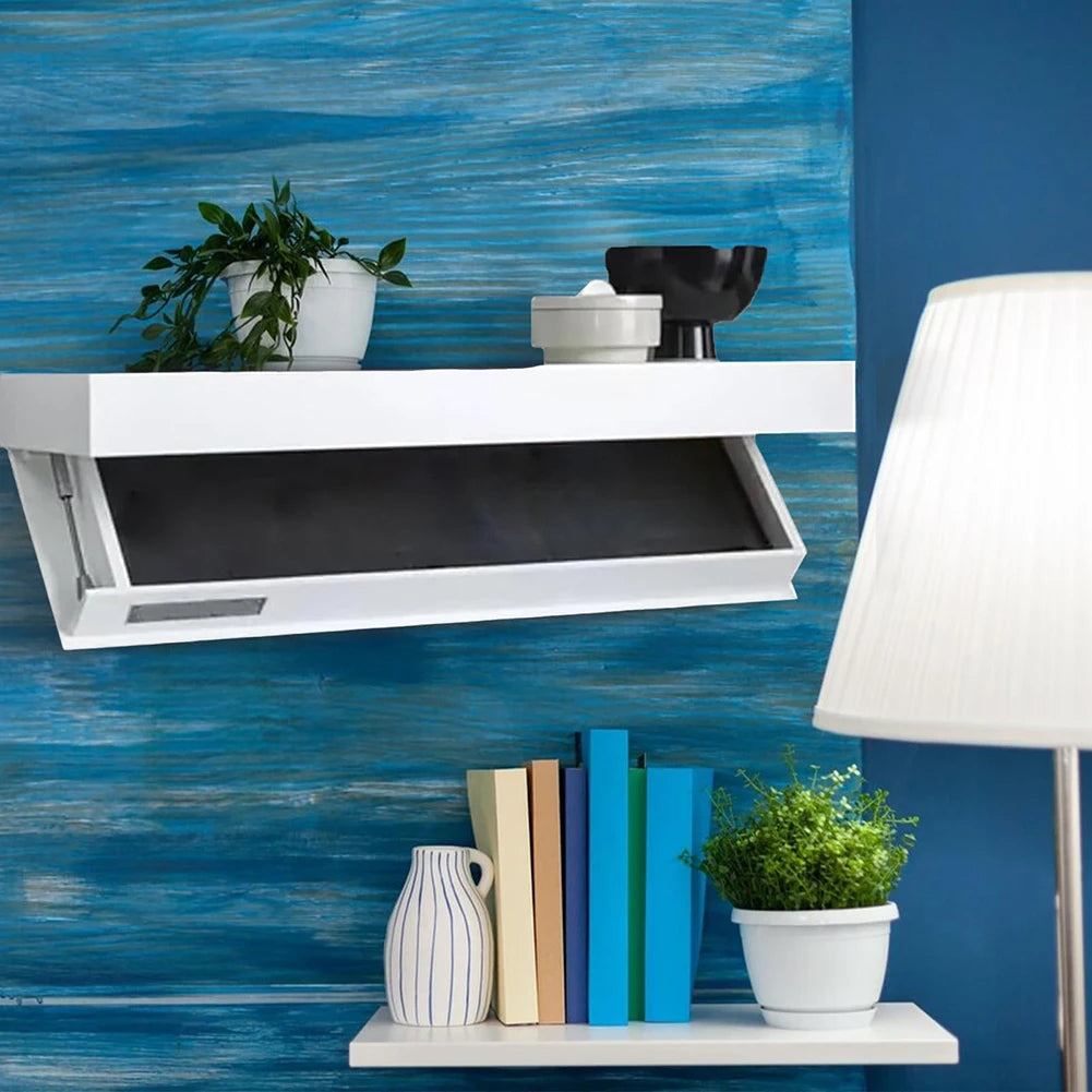 Wooden Flap Shelf With Concealed Secret Compartment Wall Mounted