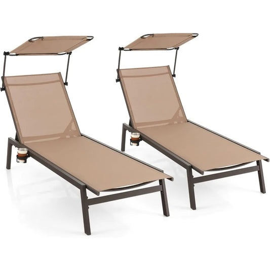 MKDK Patio Chaise Lounge Chair Set With Adjustable Backrest