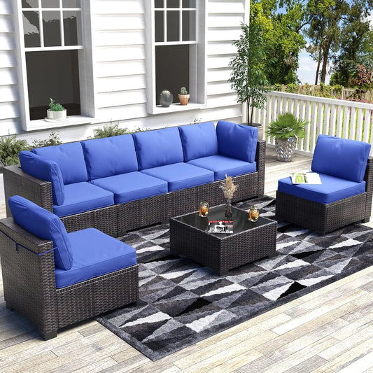 HobbyLane 7 Piece Modular Outdoor Furniture Set PE Rattan Wicker