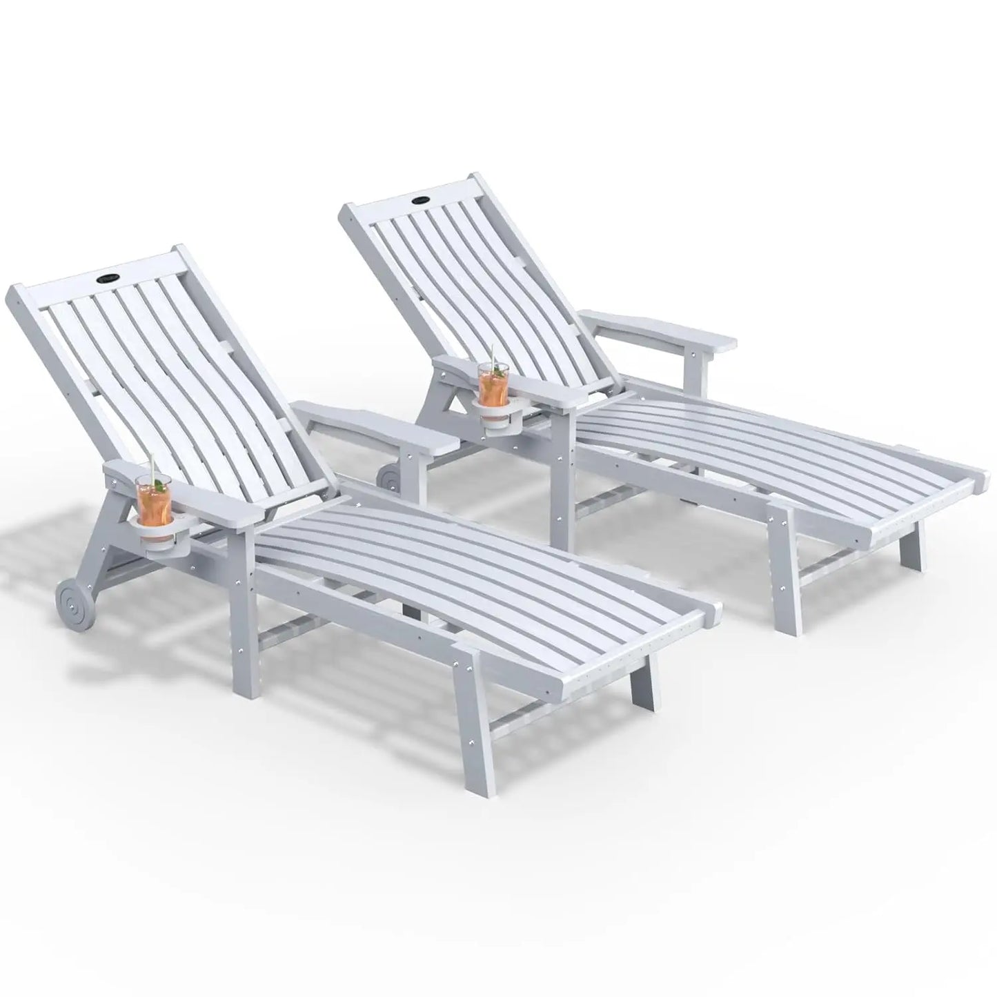 Patio Chaise Lounge Chairs Outdoor With 5 Positions HDPE